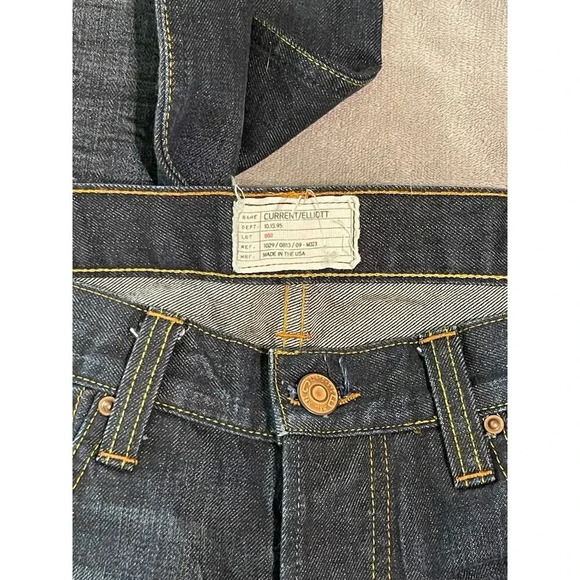Current/Elliot Denim Men’s Long Jeans Dark Wash 34 W Button Fly Classic Preppy - Picture 2 of 8